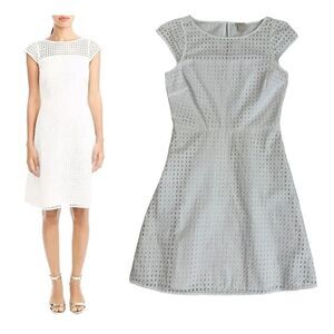 J. Crew Factory White Eyelet Crochet Lace Fit & Flare Dress Size 2